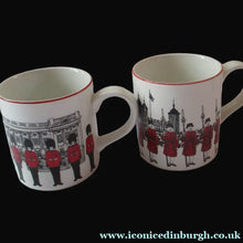 Load image into Gallery viewer, 1980s MIDWINTER POTTERY. Rare LONDON SCENES Mugs. Guardsmen at Buckingham Palace, London
