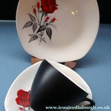 Load image into Gallery viewer, MIDWINTER. Pretty 1960s TRIO - Cup, Saucer &amp; Side Plate. Red Rose Motif. CARMEN Pattern

