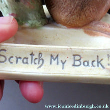 Load image into Gallery viewer, Porcelain Figurine by Schafer &amp; Vater. Quirky GROOMING MONKEYS Match Holder &amp; Striker
