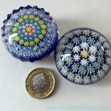 Load image into Gallery viewer, Cute MINIATURE PAIR of Scottish Glass Paperweights. One is a Perthshire and the Other is Strathearn
