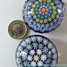 Load image into Gallery viewer, Cute MINIATURE PAIR of Scottish Glass Paperweights. One is a Perthshire and the Other is Strathearn
