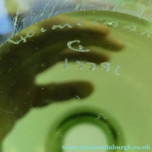 Load image into Gallery viewer, 950s Danish SIGNED Green Glass Vase (17796). Designed by Christer Holmgrem. 8 3/4 inches in height

