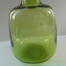 Load image into Gallery viewer, 950s Danish SIGNED Green Glass Vase (17796). Designed by Christer Holmgrem. 8 3/4 inches in height
