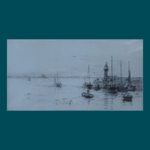 Load image into Gallery viewer, ORIGINAL ETCHING Rowland Langmaid (1897-1956) Newlyn &amp; St Michael's Mount, Cornwall. Pencil signed
