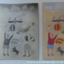 Load image into Gallery viewer, NAIVE SCHOOL. Vintage 1950s Seaside Illustration for a Child's Book. Watercolour - with Assocated Published Image
