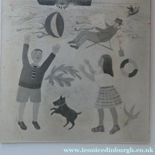 Load image into Gallery viewer, NAIVE SCHOOL. Vintage 1950s Seaside Illustration for a Child's Book. Watercolour - with Assocated Published Image
