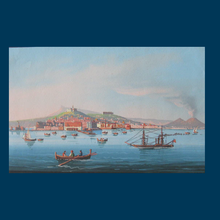 Load image into Gallery viewer, Pendant PAIR of Antique 19th Century NEAPOLITAN SCHOOL Paintings: 1/ Bay of Naples and 2/ Vesuvius Erupting
