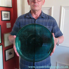 Load image into Gallery viewer, 1950s Norwegian Glass Large Hadeland Greenland Series Shallow Bowl 13 1/4 inches
