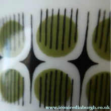 Load image into Gallery viewer, NORWEGIAN 1960s Figgjo Flint Trio - SPUTNIK Pattern with Green Dots and Black Elongated Stars &amp; Lines
