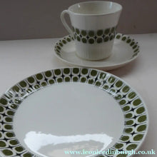Load image into Gallery viewer, NORWEGIAN 1960s Figgjo Flint Trio - SPUTNIK Pattern with Green Dots and Black Elongated Stars &amp; Lines
