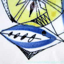 Load image into Gallery viewer, NORWEGIAN Flamingo Open Serving Dish / Skillet with Abstract Fish Design. Bamboo Pattern (Bambus) Designed by Inger Waage
