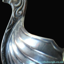 Load image into Gallery viewer, Pair of Norwegian Silver Viking Ship Salt Cellars with Clear Glass Liners
