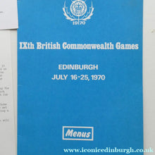 Load image into Gallery viewer, Official Menu Samples Compiled for the Commonwealth Games. EDINBURGH 1970. VERY Rare Survivor

