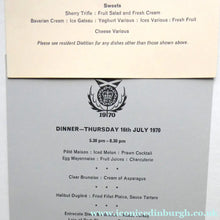 Load image into Gallery viewer, Official Menu Samples Compiled for the Commonwealth Games. EDINBURGH 1970. VERY Rare Survivor
