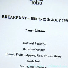 Load image into Gallery viewer, Official Menu Samples Compiled for the Commonwealth Games. EDINBURGH 1970. VERY Rare Survivor
