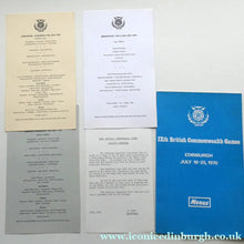 Load image into Gallery viewer, Official Menu Samples Compiled for the Commonwealth Games. EDINBURGH 1970. VERY Rare Survivor
