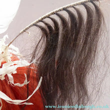 Load image into Gallery viewer, Old Mid-Century Ceremonial NAGA Woven Rush Helmet with Decorative Tusks and Goat Hair Embellishments
