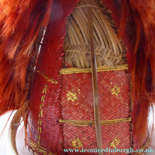 Load image into Gallery viewer, Old Mid-Century Ceremonial NAGA Woven Rush Helmet with Decorative Tusks and Goat Hair Embellishments
