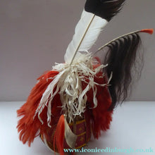 Load image into Gallery viewer, Old Mid-Century Ceremonial NAGA Woven Rush Helmet with Decorative Tusks and Goat Hair Embellishments
