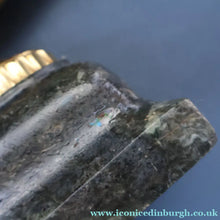 Load image into Gallery viewer, Old Venetian Polished Brass Gondola Hippocampus Oar Lock. Mounted on Heavy Carved Stone Base
