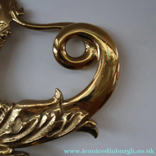 Load image into Gallery viewer, Old Venetian Polished Brass Gondola Hippocampus Oar Lock. Mounted on Heavy Carved Stone Base
