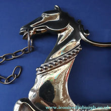 Load image into Gallery viewer, Old Venetian Polished Brass Gondola Hippocampus Oar Lock. Mounted on Heavy Carved Stone Base
