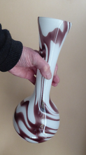 Load image into Gallery viewer, Tall 1960s Italian V.B Opaline ZEBRA Stripe Glass Vase
