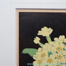 Load image into Gallery viewer, Original 1920s Colour Woodcut by John Hall Thorpe (1874 - 1947) PRIMROSES. Pencil Signed 
