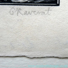 Load image into Gallery viewer, 1920s Wood Engraving by Gwen Raveret The Barber's Shop France
