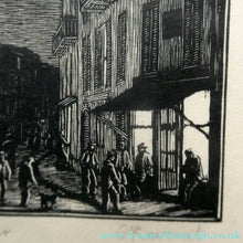 Load image into Gallery viewer, 1920s Wood Engraving by Gwen Raveret The Barber's Shop France
