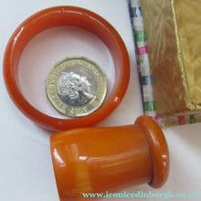 Load image into Gallery viewer, Art Deco Genuine Amber Bakelite Breakfast Set in Original Presentation Box

