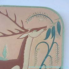 Load image into Gallery viewer, ORIGINAL 1930s Art Deco Plaster Wall Plaque. Hand Painted Image of a Reindeer
