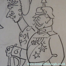 Load image into Gallery viewer, Original Pen Cartoon for Sale by Sidney Strube. Charlie Chapin as the Great Dictator
