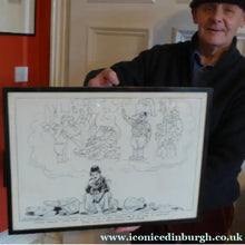 Load image into Gallery viewer, Original Pen Cartoon for Sale by Sidney Strube. Charlie Chapin as the Great Dictator
