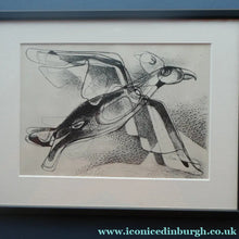 Load image into Gallery viewer, 1940s German Lithograph by Curt Lahs (1893- 1958). "Flying Bird". Pencil Signed
