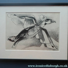 Load image into Gallery viewer, 1940s German Lithograph by Curt Lahs (1893- 1958). "Flying Bird". Pencil Signed
