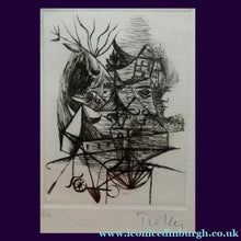 Load image into Gallery viewer, ORIGINAL 1940s SURREALIST German Etching by Heinz Trokes (1913 - 1977). Pencil Signed
