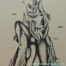 Load image into Gallery viewer, ORIGINAL 1940s German Lithograph by Mac (Max) Zimmermann (1912 - 1995). "Zwei Figuren" Pencil Signed
