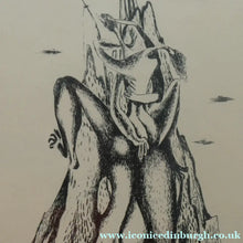 Load image into Gallery viewer, ORIGINAL 1940s German Lithograph by Mac (Max) Zimmermann (1912 - 1995). "Zwei Figuren" Pencil Signed
