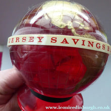 Load image into Gallery viewer, Original 1960s Issue Money Bank in the Form of a World Globe. Made in Finland for JERSEY Savings Bank
