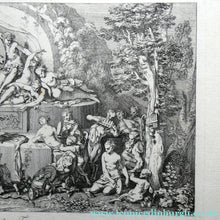 Load image into Gallery viewer, Original Antique Etching by Claude Gillot (1673 - 1722). The Feast of the Faun Media 1 of 15
