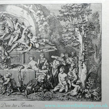 Load image into Gallery viewer, Original Antique Etching by Claude Gillot (1673 - 1722). The Feast of the Faun Media 1 of 15
