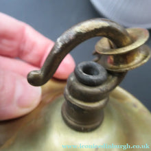 Load image into Gallery viewer, 1920s GENUINE Glass Holophane Hanging Lamp Shade - complete with all original brass fittings
