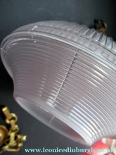 Load image into Gallery viewer, 1920s GENUINE Glass Holophane Hanging Lamp Shade - complete with all original brass fittings
