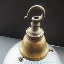 Load image into Gallery viewer, 1920s GENUINE Glass Holophane Hanging Lamp Shade - complete with all original brass fittings

