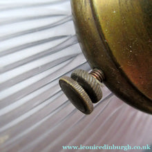Load image into Gallery viewer, 1920s GENUINE Glass Holophane Hanging Lamp Shade - complete with all original brass fittings
