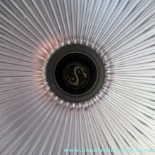 Load image into Gallery viewer, 1920s GENUINE Glass Holophane Hanging Lamp Shade - complete with all original brass fittings
