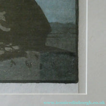 Load image into Gallery viewer, Original Art Deco Colour Woodcut by EC Austen-Brown. Hay Stacks in the Moonlight. Pencil Signed
