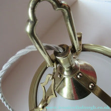 Load image into Gallery viewer, Original 1930s Art Deco White Satin Glass and Brass Pendant Shade
