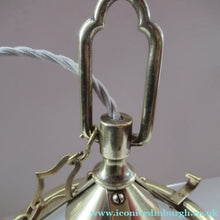 Load image into Gallery viewer, Original 1930s Art Deco White Satin Glass and Brass Pendant Shade
